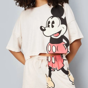 Cartoon Print T-Shirt & Shorts Set